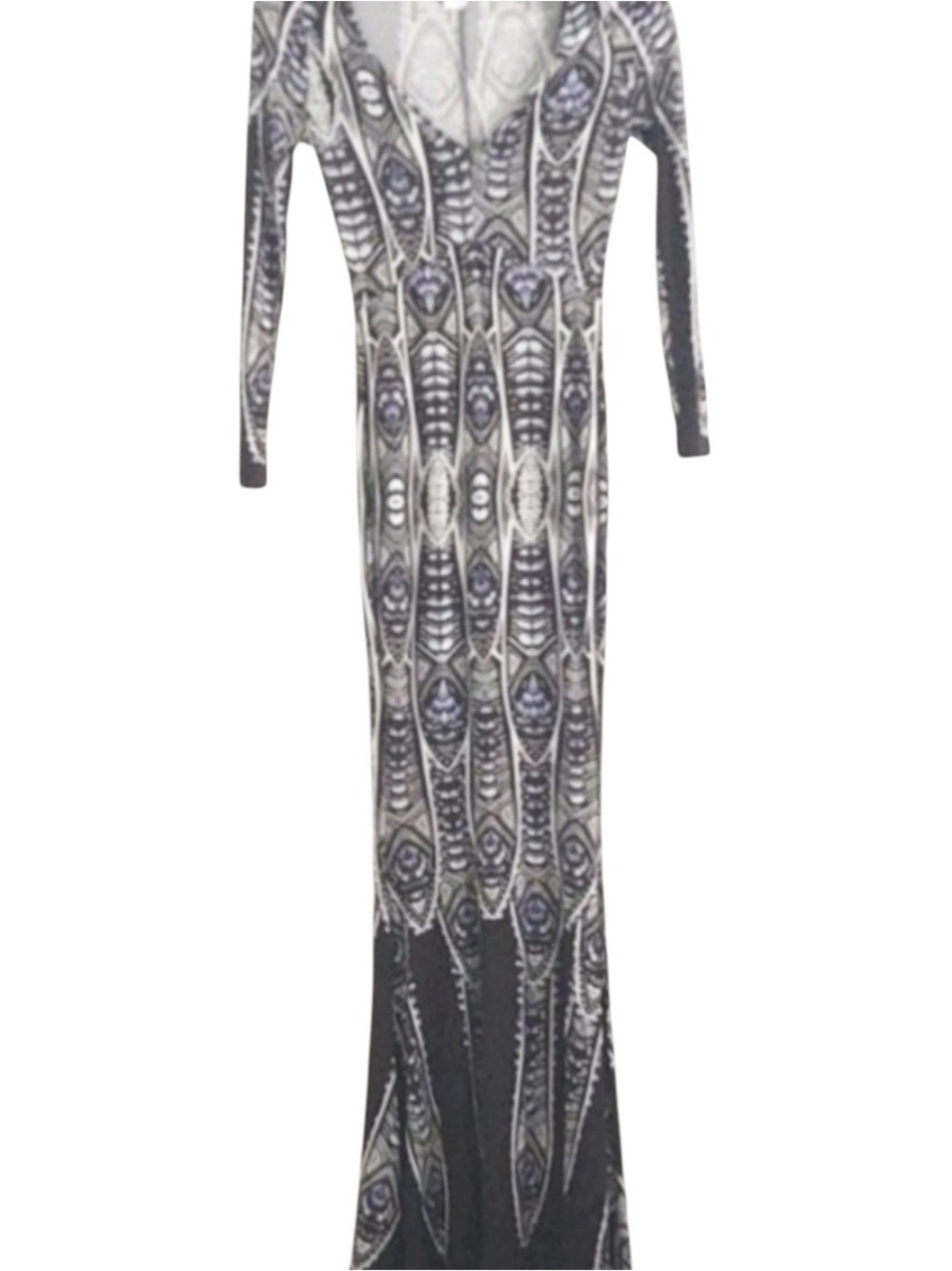 Venus V Neck Maxi Bodycon Dress Blue XS